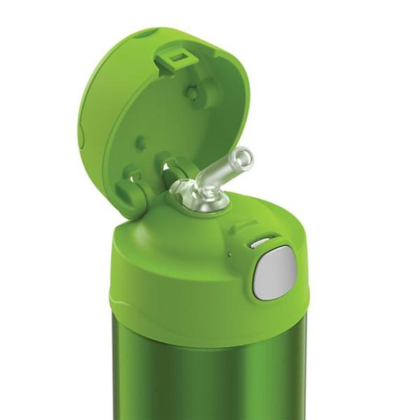 Imagem de Garrafa Térmica Infantil c/ Canudo Silicone Verde Thermos   Funtainer 355ML Isolamento a Vácuo  - Thermos