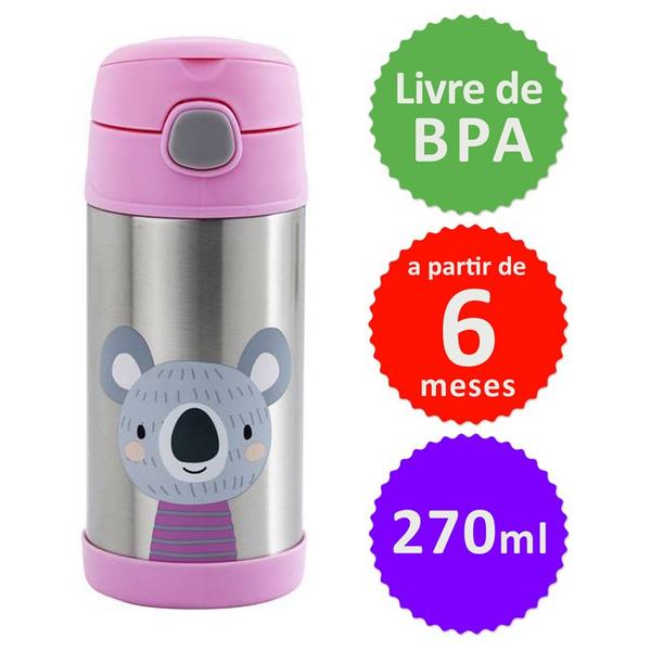 Imagem de Garrafa Térmica Infantil Coala Rosa Inox 270ml Clingo