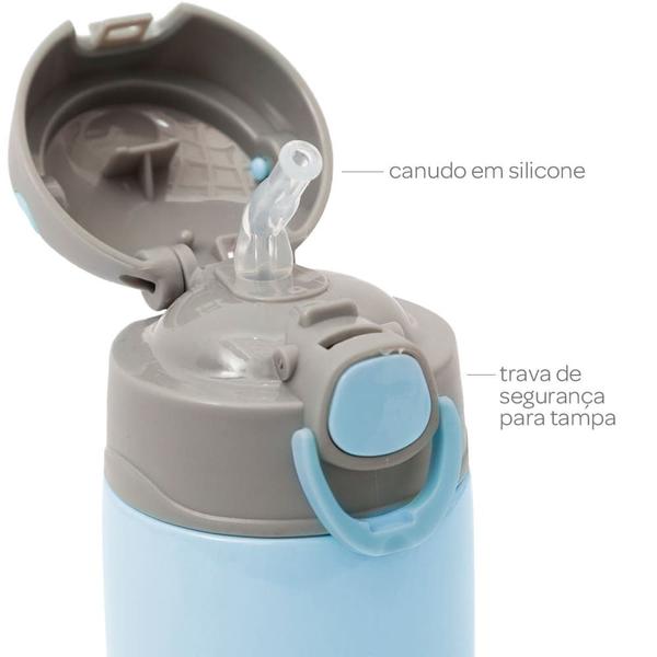 Imagem de Garrafa Térmica Infantil Inox C Canudo 400ml Buba Gumy Azul