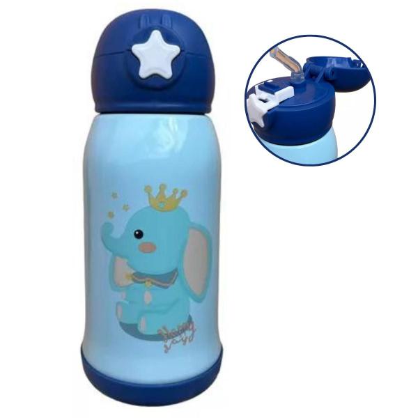 Imagem de Garrafa Térmica Infantil Inox Com Canudo Silicone Escolar 500ml