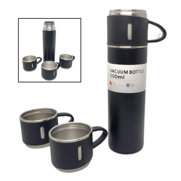 Imagem de Garrafa Termica Inox A Vácuo 500Ml Café Chá Água + Canecas