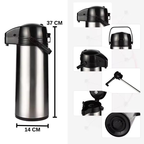 Imagem de Garrafa Térmica Inox De Pressão 1.9 Lt Café Quente Chimarrão