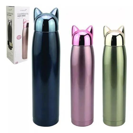 Imagem de Garrafa Térmica Inox Gato, Parede Dupla 320 Ml