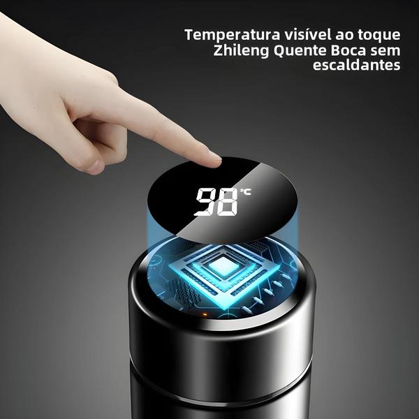 Imagem de Garrafa Térmica Inteligente 500ml - Aço Inoxidável com Display de Temperatura