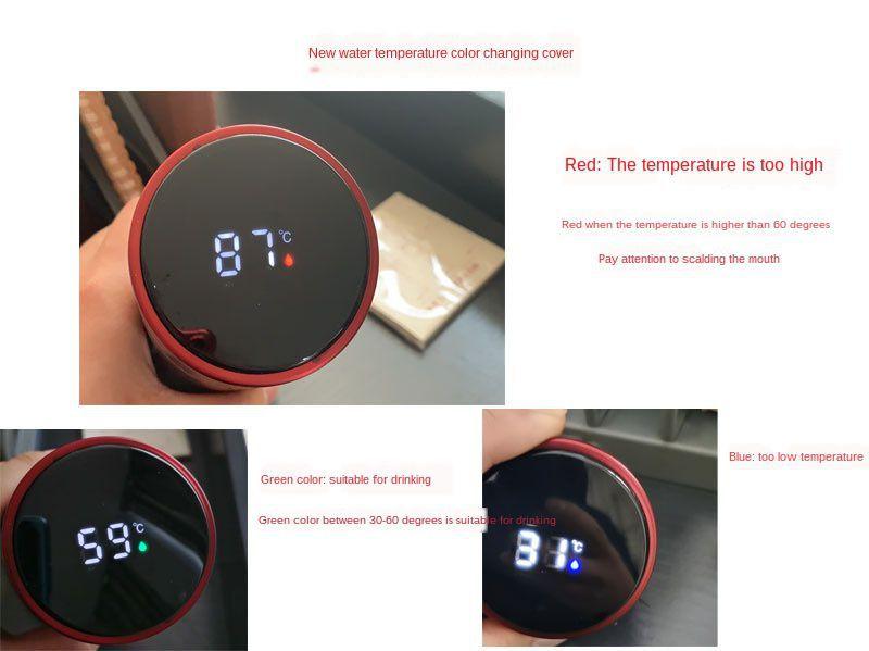 Imagem de Garrafa Térmica Inteligente Sensor De Temperatura Digital Led Café Água Quente Gelado