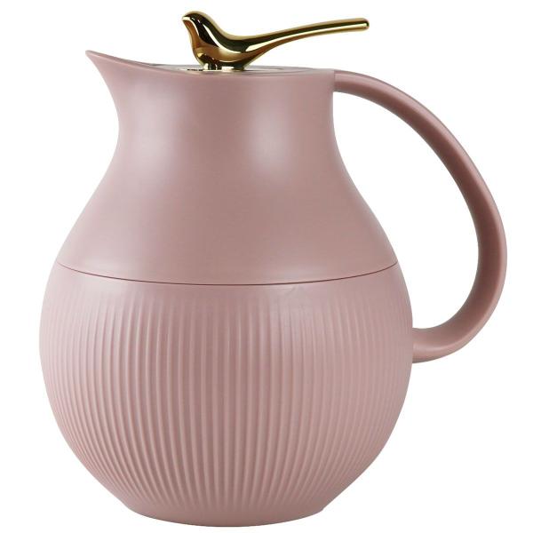 Imagem de Garrafa Térmica Mesa Pássaro Dourado Rosa Pink Café Leite 1L