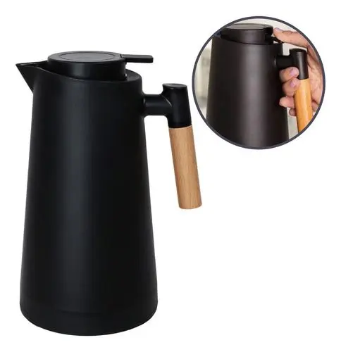 Garrafa Térmica Nórdica 1 Litro Café Chá Cabo De Madeira - BelaKaza