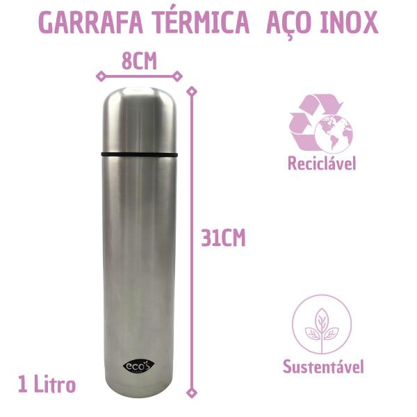 Imagem de Garrafa Térmica para Academia 1L Água Gelada Inox - 1 un