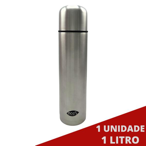 Imagem de Garrafa Térmica Portátil Água Inox Tampa Copo Suco 1L - 1 un