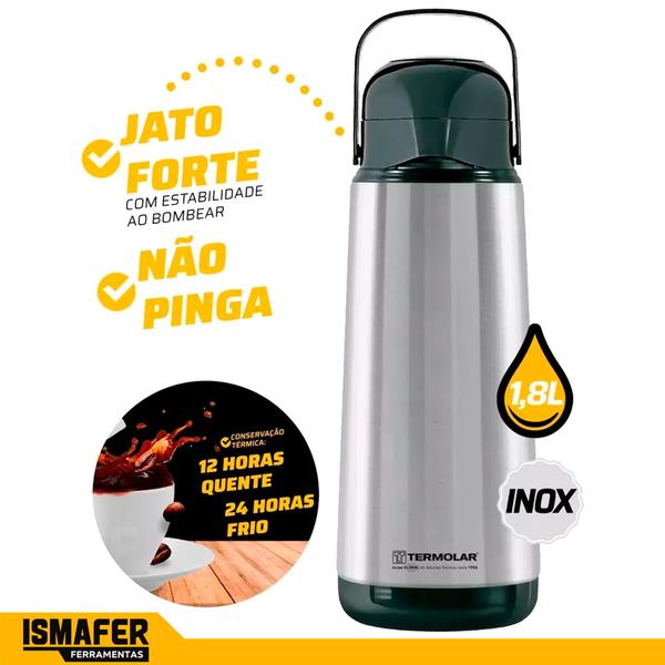 Imagem de Garrafa Térmica Pressão 1,8L Inox Lumina Termolar 