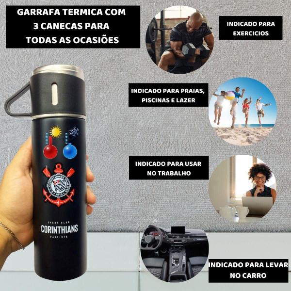 Imagem de Garrafa Térmica Preta 420Ml 3 Canecas G Quente Frio