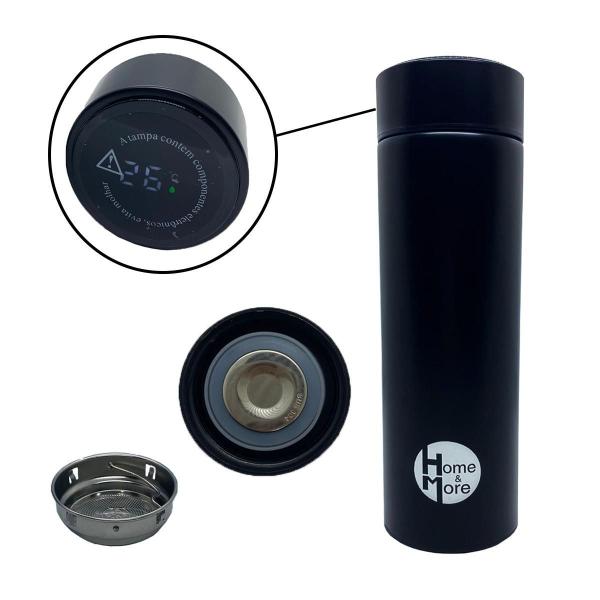 Garrafa Térmica Preto 500Ml Sensor Temperatura Na Tampa - Home & More Imagem de Garrafa Térmica Preto 500Ml Sensor Temperatura Na Tampa