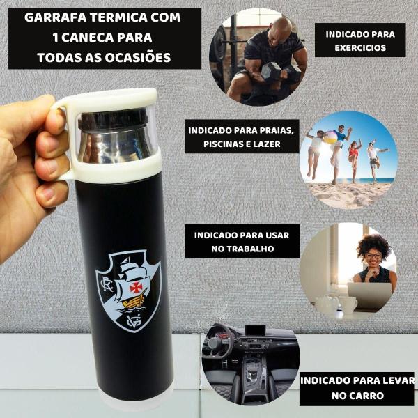 Imagem de Garrafa Térmica Preto Inox 475Ml Café +1 Caneca Quente Frio