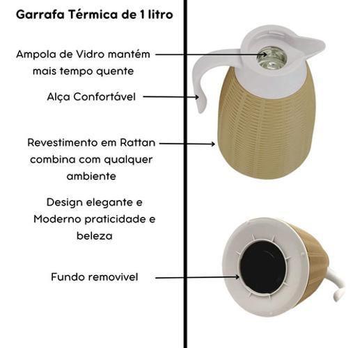 Imagem de Garrafa Térmica Rattan 1l Luxo Cores Café Quente