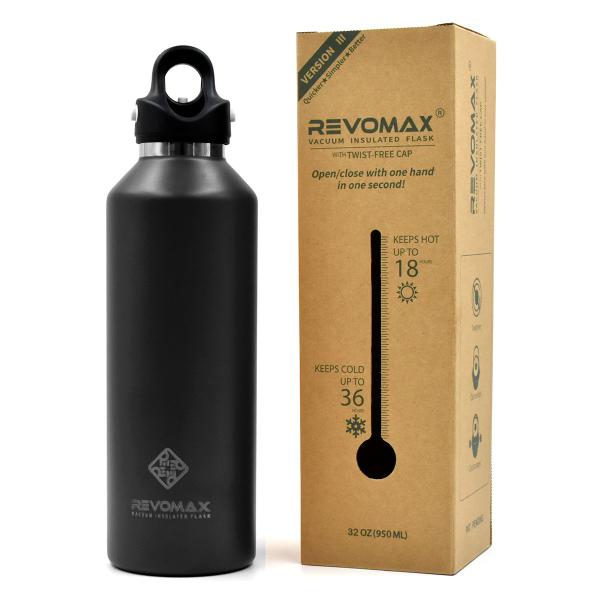 Imagem de Garrafa Térmica Revomax 950 ml Parede Dupla Original Aço Inox Tampa a Vácuo Café Suco Água Academia Passeio Caminhada