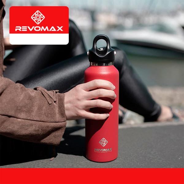 Imagem de Garrafa Térmica Revomax 950 ml Parede Dupla Original Aço Inox Tampa a Vácuo Café Suco Água Academia Passeio Caminhada