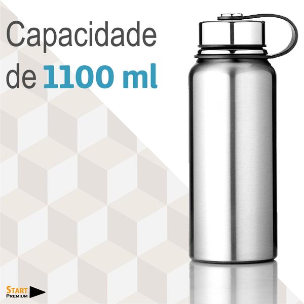 Imagem de Garrafa Térmica Squeeze Academia Quente Frio Inox 1.1 Litros Top