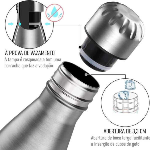 Imagem de Garrafa Térmica Squeeze Parede Dupla Aço Inox 500 Ml - Mimo Style