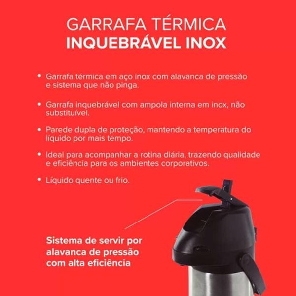 Imagem de Garrafa Térmica Therm 1,9 Litros Inquebrável Inox