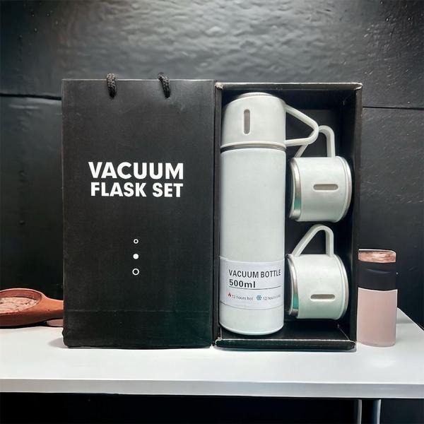 Imagem de Garrafa Térmica Vacuum 500Ml Com 3 Xícaras Café Camping Chá