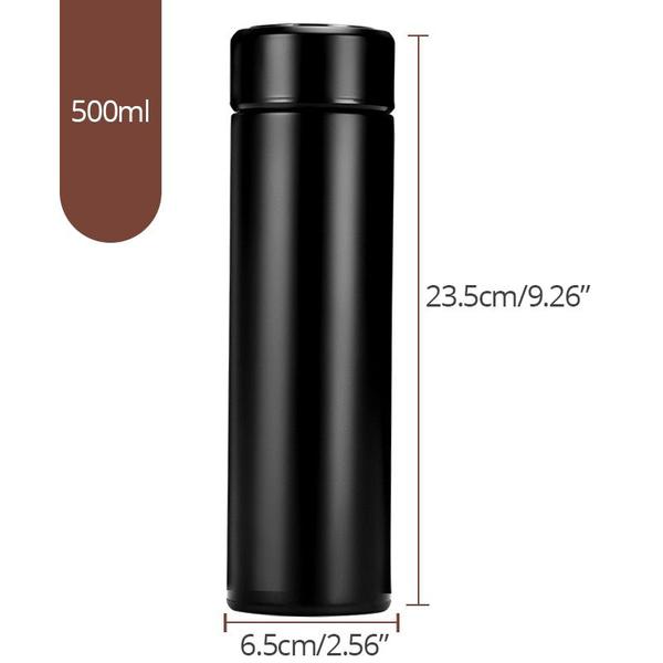 Imagem de Garrafa Térmica Visor Temperatura Led Inteligente 500ml Aço inoxidável PRETA