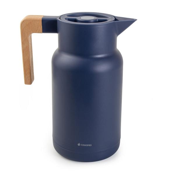 Imagem de Garrafa Térmica Wood Fashion Azul 1L - TERMOPRO