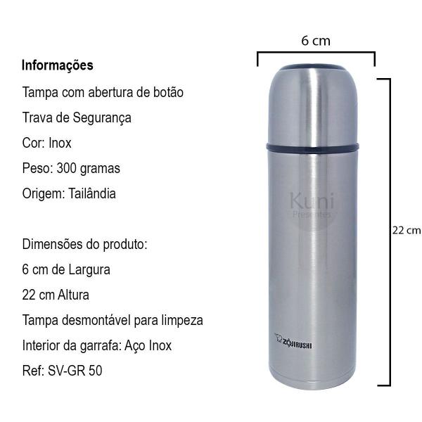 Imagem de Garrafa Termica Zojirushi 500ml Aço Inox Marca Japonesa