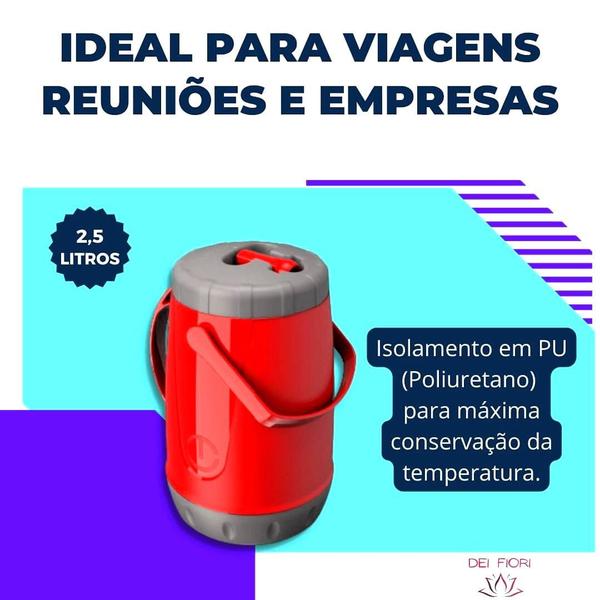 Imagem de Garrafa Térmico 2,5L Com Alça Dupla Bico Café Água Sucos Top