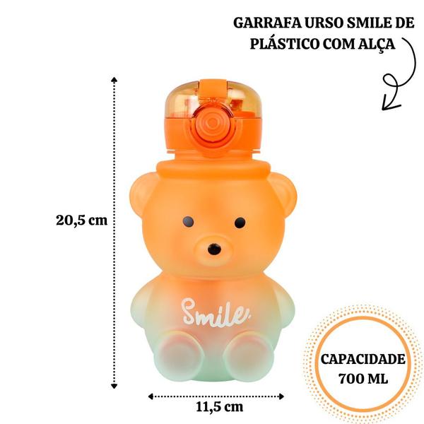 Imagem de Garrafa urso smile de plástico com alça 700ml