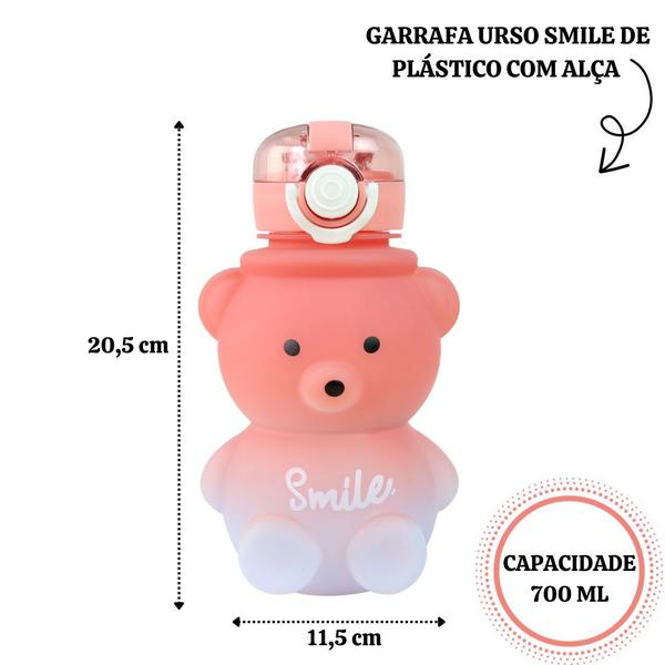 Imagem de Garrafa urso smile de plástico com alça 700ml