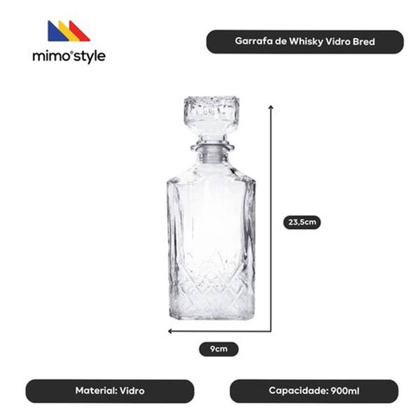 Imagem de Garrafa Vidro Whisky 900ml + 6 Copos Whisky Luxo Mimo Style