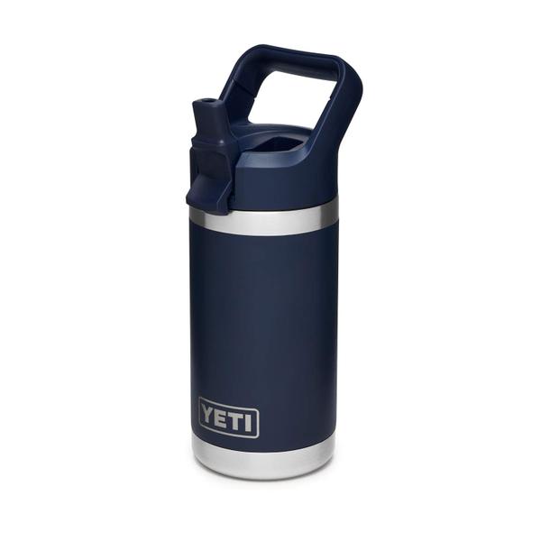 Imagem de Garrafa YETI Rambler Jr. 350 ml para crianças com boné de palha azul marinho