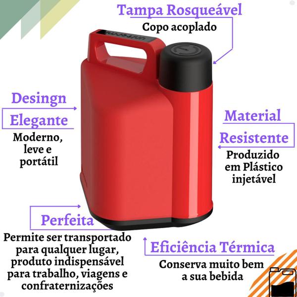 Imagem de Garrafão Botijão Térmico 5 Litros Turim Galão Garrafa Térmica Café Chá TereréChimarrão Suco Unitermi