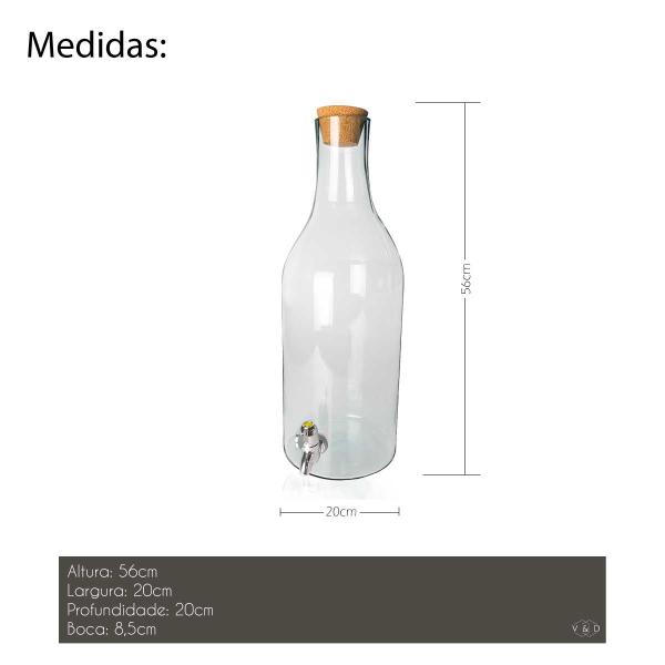 Imagem de Garrafão de Vidro Grande de 10 Litros para Cachaça com Torneira Prata