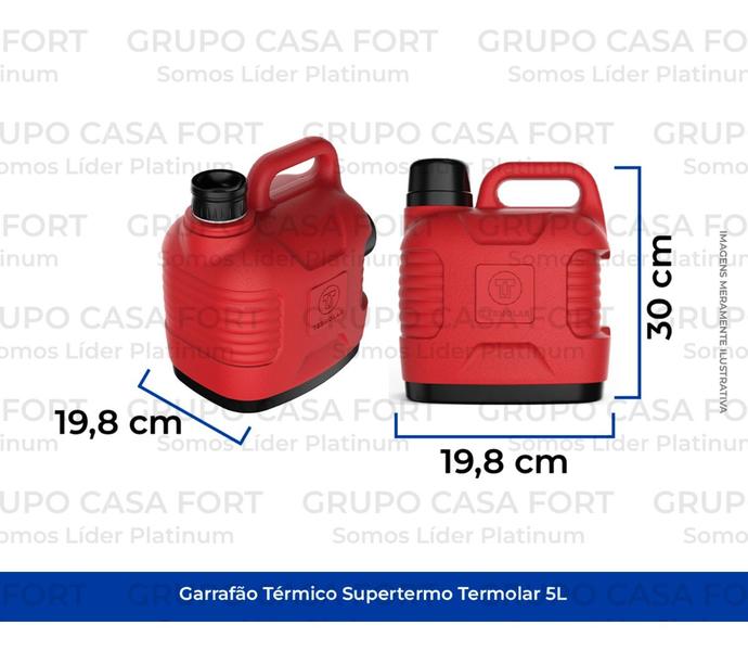 Imagem de Garrafão Térmico 5 Litros Supertermo Termolar C/ Rolha Clean Vermelho