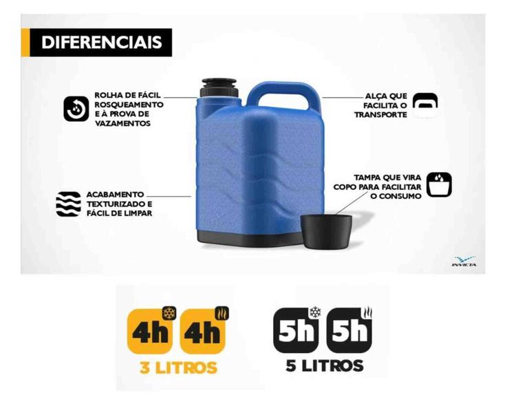 Imagem de Garrafão Térmico Pro 5 L Incess Blue Invicta