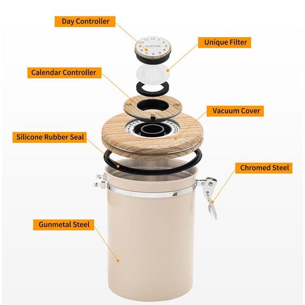 Imagem de Garrafas de armazenamento Wokex Coffee Storage Canister 1.8L em aço inoxidável