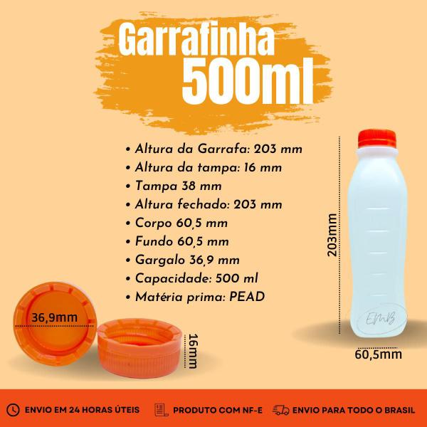 Imagem de Garrafinha 500ml Plástica Descartavel Tampa Com Lacre - 25un