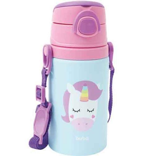 Garrafinha Alumínio Canudo Animal Fun Unicórnio 400Ml Buba Imagem de Garrafinha Alumínio Canudo Animal Fun Unicórnio 400Ml Buba