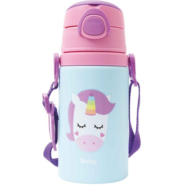 Garrafinha Alumínio Canudo Animal Fun Unicórnio 400Ml Buba Imagem de Garrafinha Alumínio Canudo Animal Fun Unicórnio 400Ml Buba