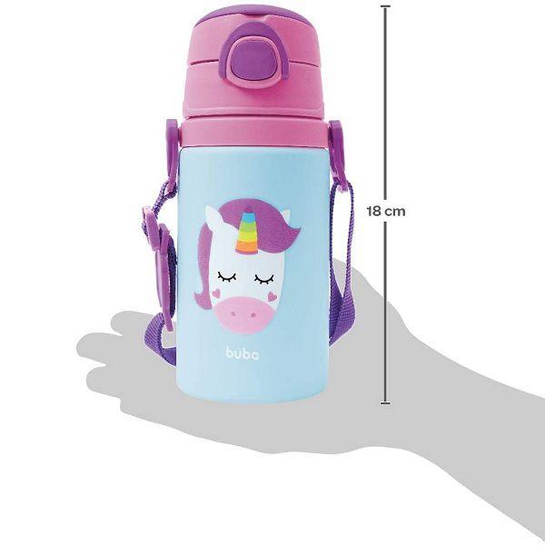 Imagem de Garrafinha Aluminio com Canudo Animal FUN Unicornio 400ML Buba 12117