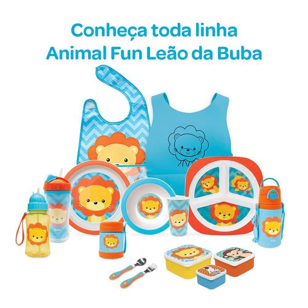 Garrafinha com canudo animal fun leão azul 08983 - buba Imagem de Garrafinha com canudo animal fun leão azul 08983 - buba