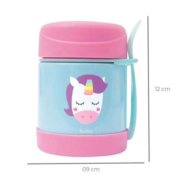 Imagem de Garrafinha Com Canudo De Silicone Fun 350ml Com Tampa Flip-Top E Alça De Segurança Pote Térmico Animal Fun Unicornio