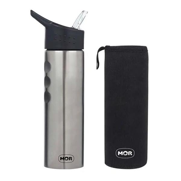 Imagem de Garrafinha de Água C/ Capa Neoprene Garrafa Aço Inox 750ml Mor Esportiva Academia