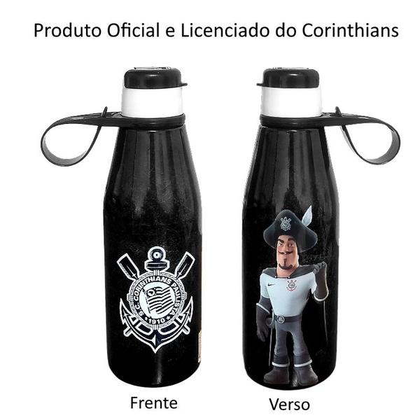 Imagem de Garrafinha de Água Corinthians Hidratação tampa abre fácil 530ml Produto Oficial