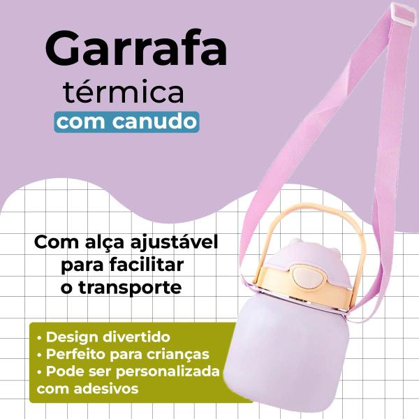 Garrafinha De Agua Infantil 700 ml Squeeze Térmica - BRANCO - C3b Comércio Imagem de Garrafinha De Agua Infantil 700 ml Squeeze Térmica - BRANCO