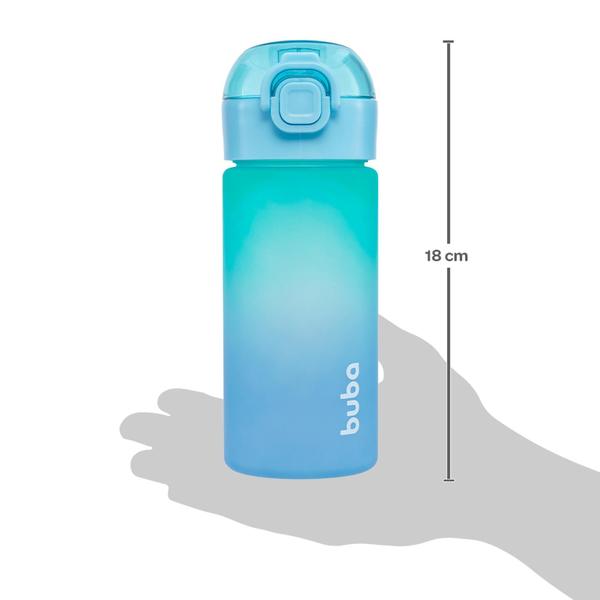 Garrafinha Degradê Azul Canudo Silicone Alça Buba Imagem de Garrafinha Degradê Azul Canudo Silicone Alça Buba