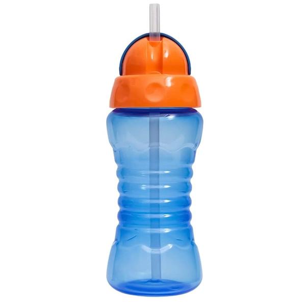 Imagem de Garrafinha Fresh com Canudo em Silicone - Laranja e Azul - Buba