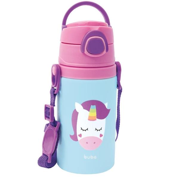 Imagem de Garrafinha Infantil Buba Alumínio 400ml Canudo De Silicone Cor Rosa