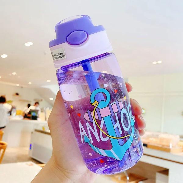 Imagem de Garrafinha Infantil com Bico de Silicone e Alça Portátil 480 ml Animais Antivazamento 